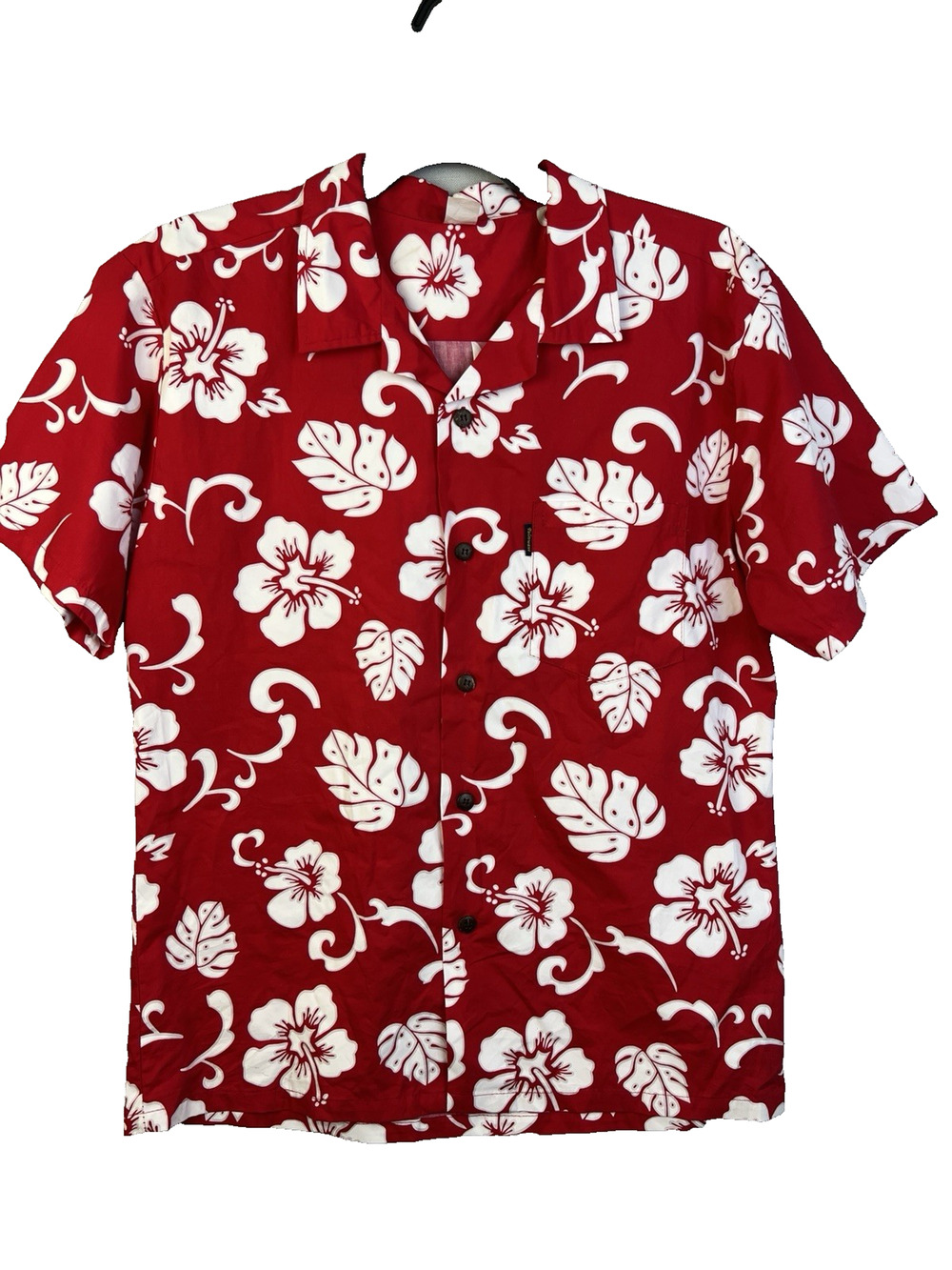 Palmwave Hawaii Tropical Shirt Men Large Red Whiter Beach Vacation Dad Relaxed